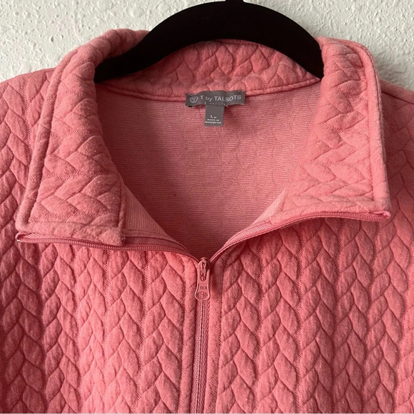 TALBOTS QUILTED JACQUARD ZIP MOCKNECK PULLOVER SIZE LARGE PETITE - Picture 3 of 8